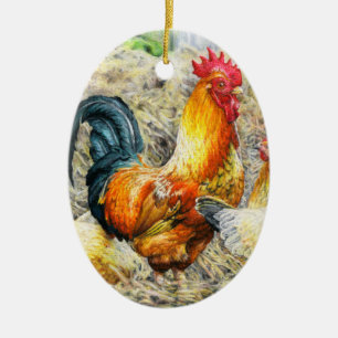 Proud Rooster Keramisch Ornament