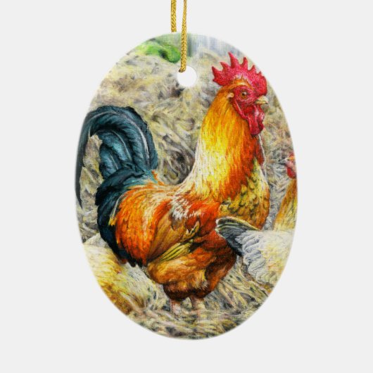 Proud Rooster Keramisch Ornament (Achterkant)