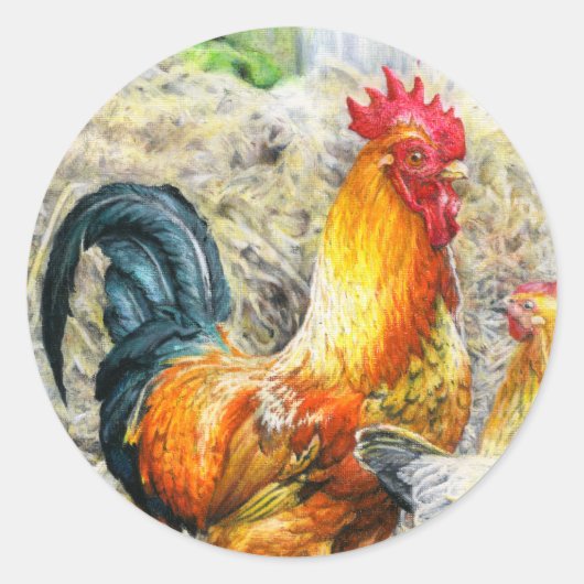 Proud Rooster Ronde Sticker (Voorkant)