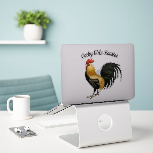  Proud Rooster Sticker (Laptop op bureau)