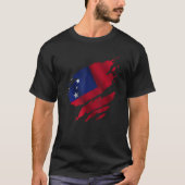 Proud Samoan Root Torn Ripped Samoa Flag T-shirt (Voorkant)