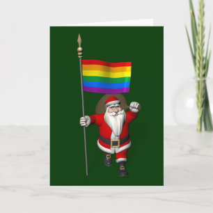 Proud Santa Claus met regenboogvlag Feestdagen Kaart