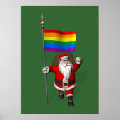 Proud Santa Claus met regenboogvlag Poster (Voorkant)