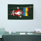 Proud Santa Claus met regenboogvlag Spandoek (Beurs)