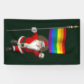 Proud Santa Claus met regenboogvlag Spandoek (Horizontaal)