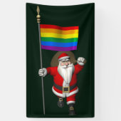 Proud Santa Claus met regenboogvlag Spandoek (Verticaal)