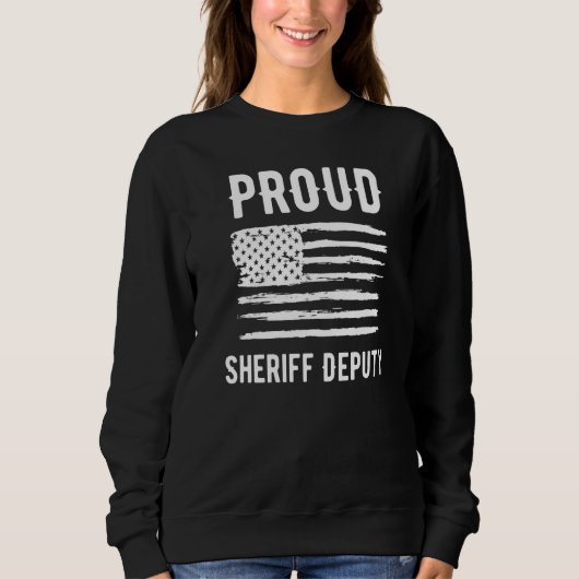 Proud Sheriff Deputy Profession American Flag Prem Trui (Voorkant)