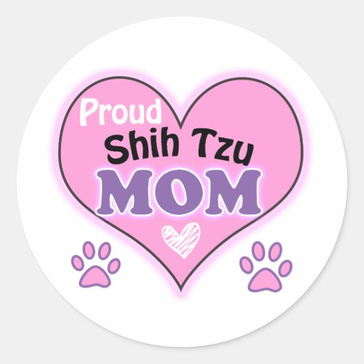Proud Shih Tzu mama Ronde Sticker (Voorkant)