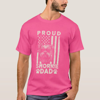 Proud Shorkie Dog Dad Amerikaanse vlag Patriottisc T-shirt