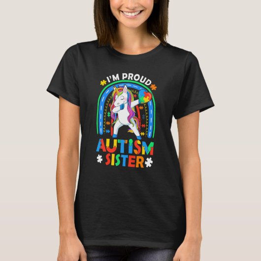 Proud Sister Autistic Autism Awareness Month Unico T-shirt (Voorkant)