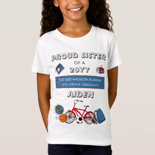  Proud Sister | Elementair Afstuderen van de Jonge T-shirt (Voorkant)