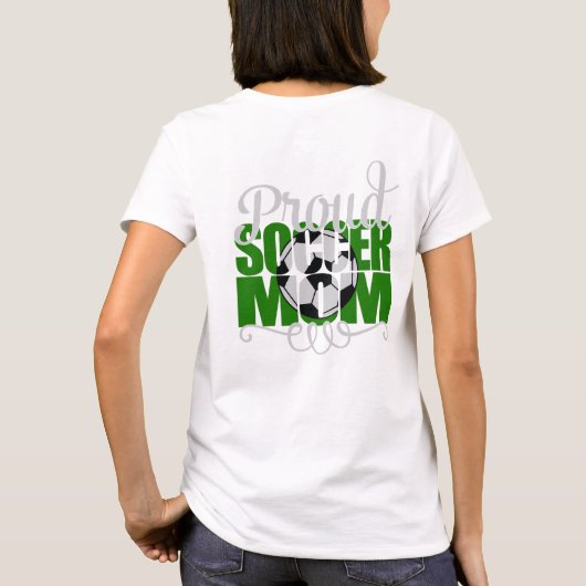 Proud Soccer Mam in Groen met de naam "E" T-shirt (Achterkant)
