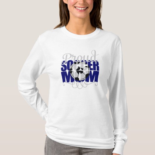 Proud Soccer Mam met blauwe letters T-shirt (Voorkant)
