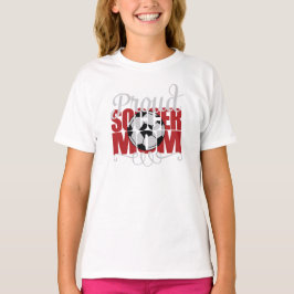 Proud Soccer Mam met rode letters T-shirt