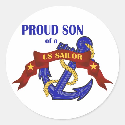 Proud Son of a US Sailor Ronde Sticker (Voorkant)