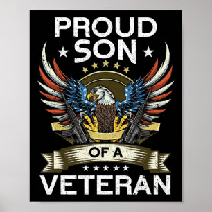 Proud Son of a Veteran USA Flag Proud American Ve Poster