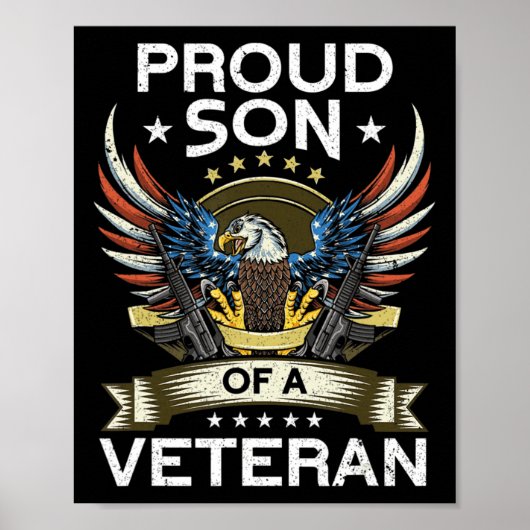Proud Son of a Veteran USA Flag Proud American Ve Poster (Voorkant)