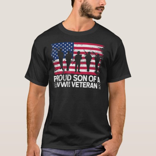 Proud Son of a WWII Veteran T-shirt American Flag (Voorkant)