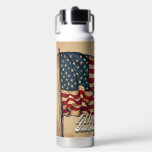 Proud Soul of the 4th of July Waterfles<br><div class="desc">A weathered yet proud figure stands before a tattered U.S. flag—his presence a tribute to the enduring spirit of liberty,  resilience,  and the American dream. This image captures the essence of Independence Day with poetic dignity and patriotic strength.</div>