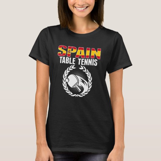 Proud Spain Table Tennis   Spanish Ping Pong Suppo T-shirt (Voorkant)