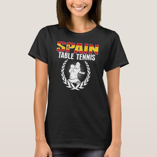 Proud Spain Table Tennis  Spanish Ping Pong Suppor T-shirt (Voorkant)