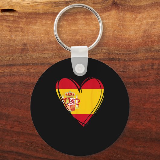 Proud Spanish Boy Girl Aunt Dad Mom Spain Flag Hea Sleutelhanger (Voorkant)