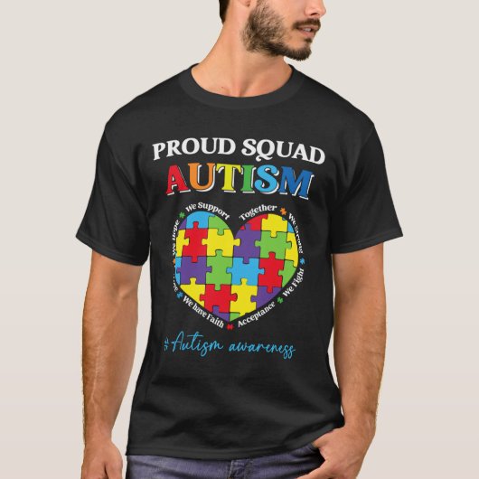 Proud Squad Autisme Ondersteuning Autisme Bewustzi T-shirt (Voorkant)