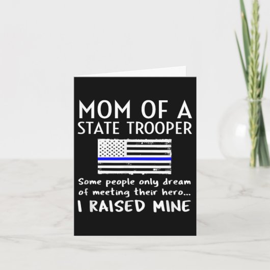 Proud State Trooper Mom Mother Thin Blue Line Amer Kaart (Voorkant)