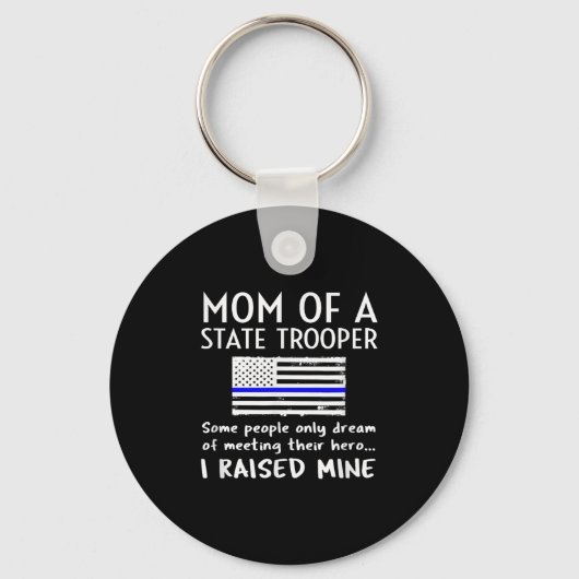 Proud State Trooper Mom Mother Thin Blue Line Amer Sleutelhanger (Voorkant)