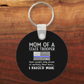 Proud State Trooper Mom Mother Thin Blue Line Amer Sleutelhanger (Voorkant)