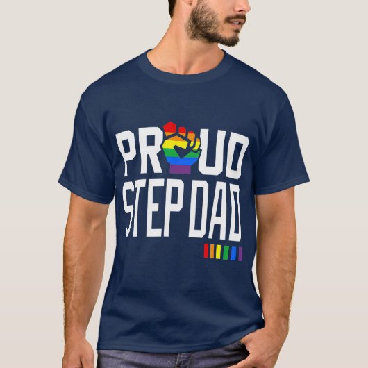 Proud Step Dad Gay Pride Month LGBQ T-shirt (Voorkant)
