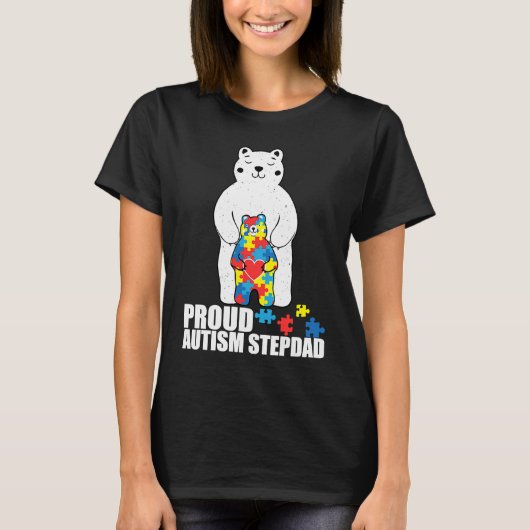 Proud Stepdad Bear Autism Awareness T  Love Autist T-shirt (Voorkant)