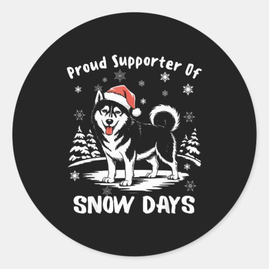 Proud Suprter Of Snow Days Cute Winter Snowflake F Ronde Sticker (Voorkant)