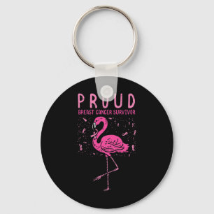 Proud Survivor Flamingo Pink Breast Cancer Awarene Sleutelhanger
