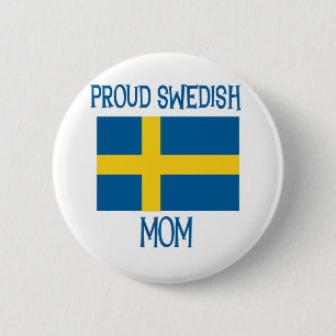 Proud Swedish Mam Ronde Button 5,7 Cm