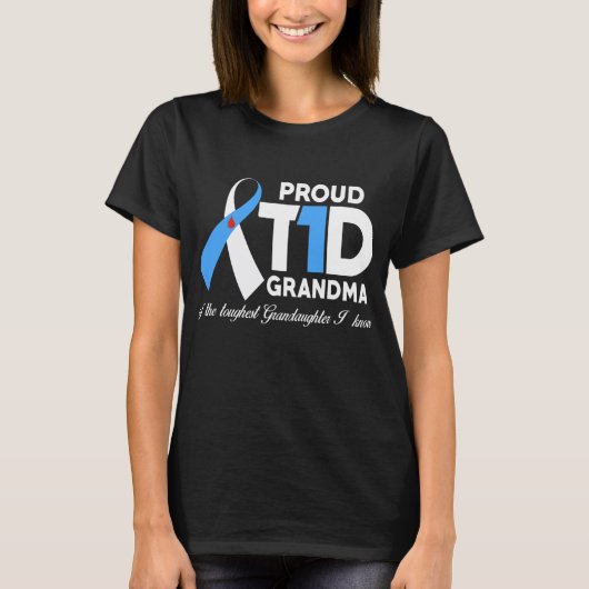 Proud T1d grootmoeder van kleindochter T-shirt (Voorkant)