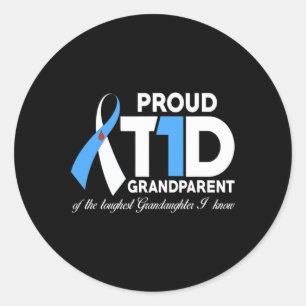 Proud T1D grootouder van kleindochterdiabetes AW Ronde Sticker