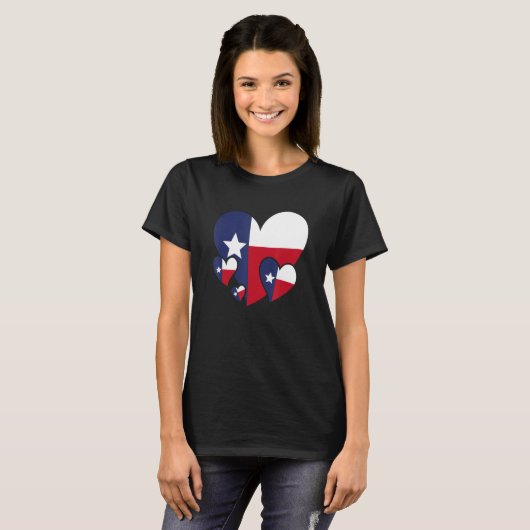 Proud Texan Patriotic Texas Flag US State Hearts T T-shirt (Voorkant volledig)