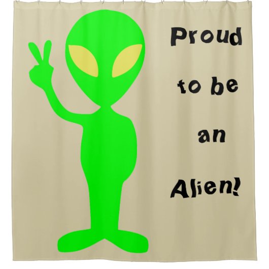"Proud to be a Alien Green Alien Shower Curtain Douchegordijn (Voorkant)