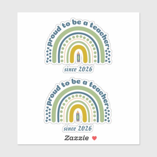 Proud To Be a Teacher Retro Blue Green Sticker (Vel)