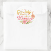 Proud to be a woman ronde sticker (Tas)