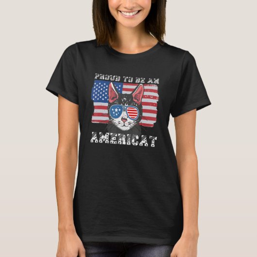 Proud To Be An Americat For Patriotic Cat T-shirt (Voorkant)
