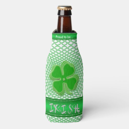 "Proud to be Irish" Ribbon Holiday Typografie Flesjeskoeler (Fles Voorkant)