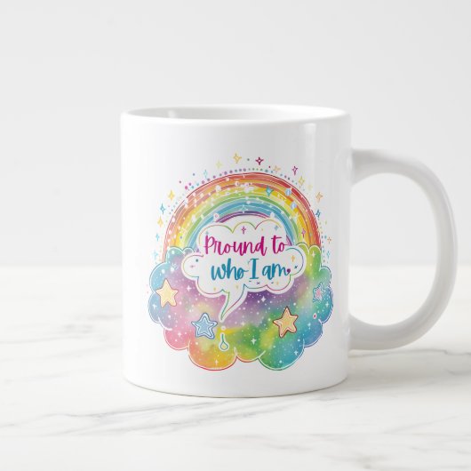 Proud to Who I Am Rainbow Art Self Love Pride Gift Grote Koffiekop (Rechts)