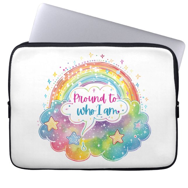 Proud to Who I Am Rainbow Art Self Love Pride Gift Laptop Sleeve (Voorkant)