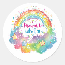 Proud to Who I Am Rainbow Art Self Love Pride Gift Ronde Sticker