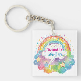Proud to Who I Am Rainbow Art Self Love Pride Gift Sleutelhanger