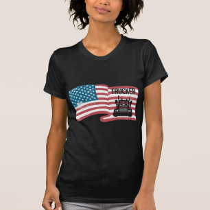 Proud Trucker American Flag 4 juli USA Truck T-shirt
