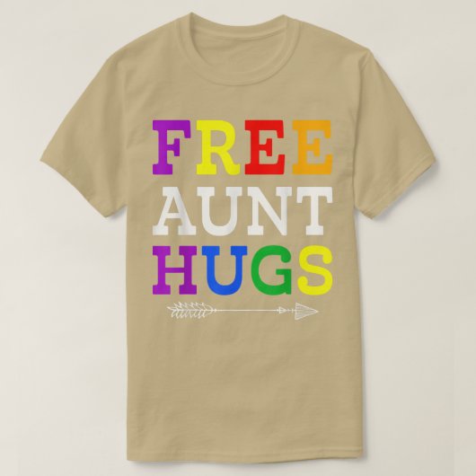 Proud Tunt LGBTQ Vrije tante Hugs Regenboog LGBT P T-shirt (Design voorkant)
