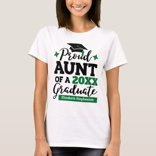 Proud Tunt van een 2022 afstuderen zwarte groene t T-shirt (Voorkant)